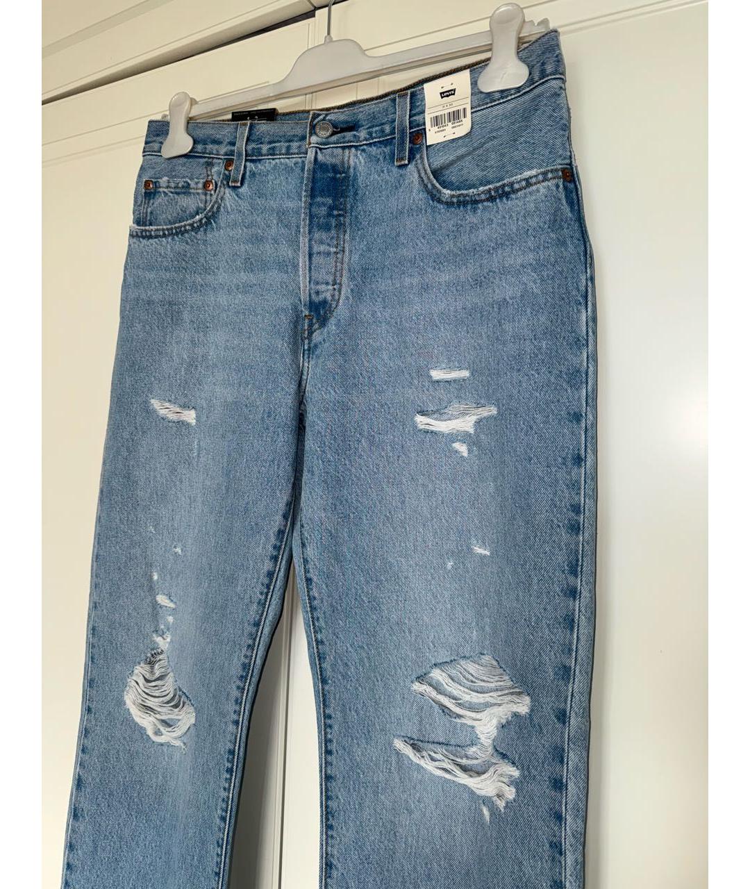 LEVI'S Голубые хлопковые прямые джинсы, фото 3
