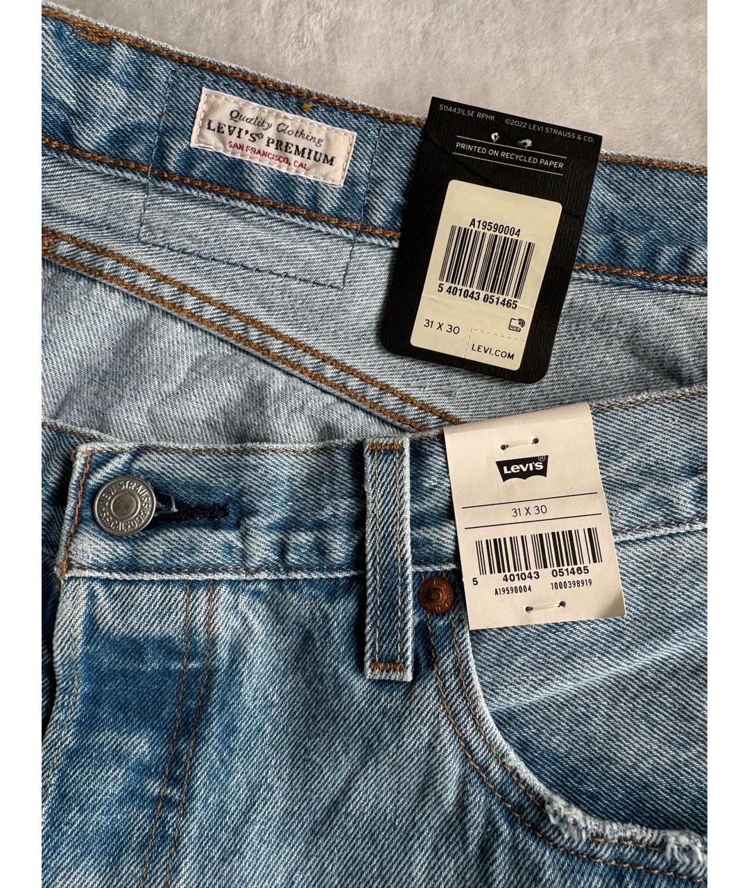 LEVI'S Голубые хлопковые прямые джинсы, фото 6