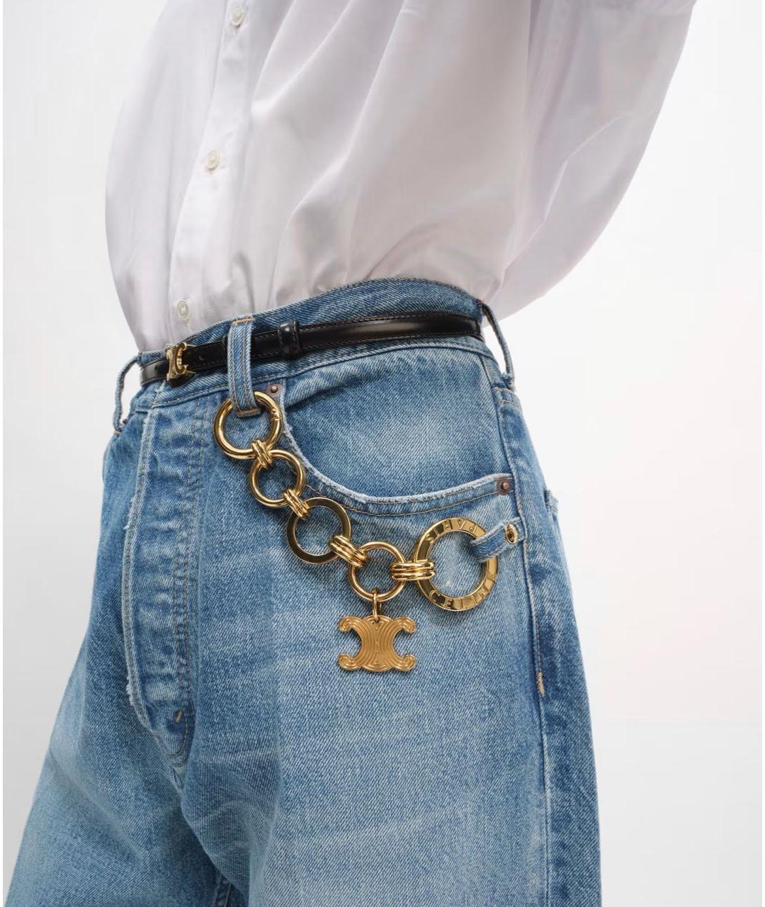 CELINE Голубые хлопковые прямые джинсы, фото 5