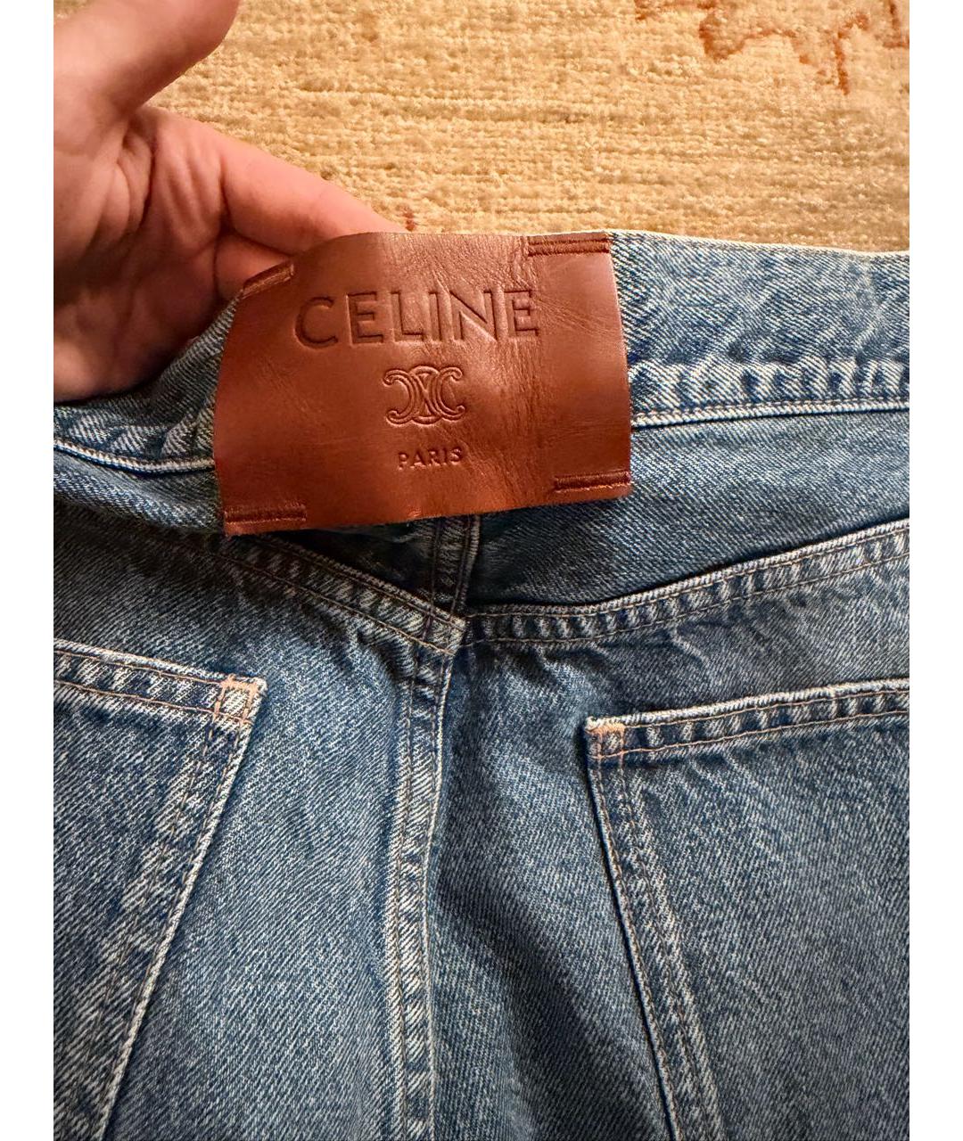 CELINE Голубые хлопковые прямые джинсы, фото 3