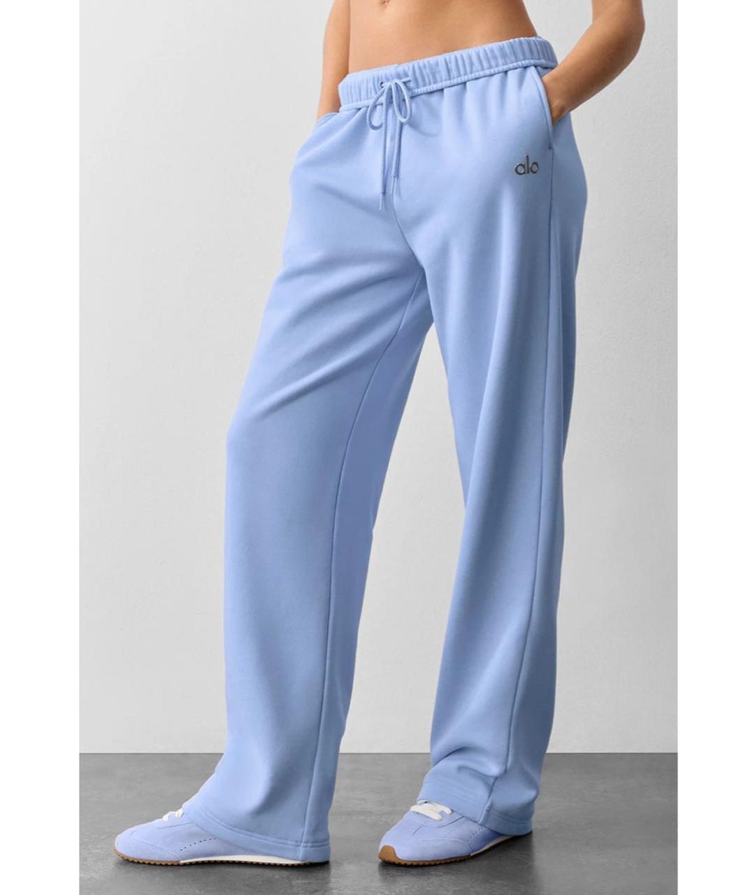 ALO YOGA Голубые хлопковые брюки широкие, фото 6