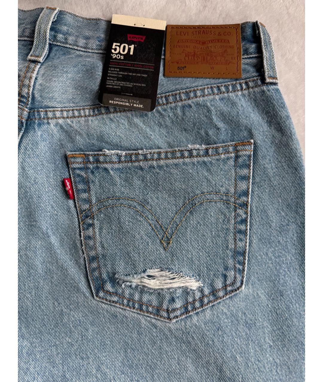 LEVI'S Голубые хлопковые прямые джинсы, фото 2