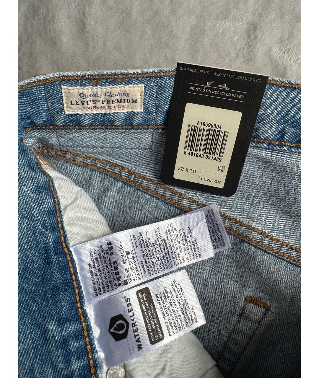 LEVI'S Голубые хлопковые прямые джинсы, фото 6