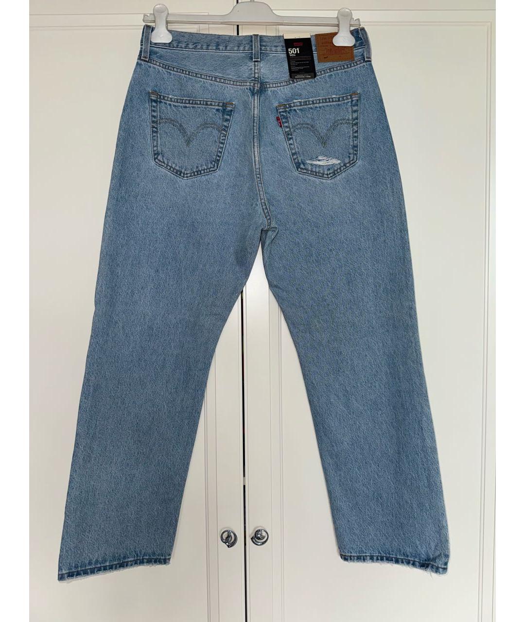 LEVI'S Голубые хлопковые прямые джинсы, фото 5