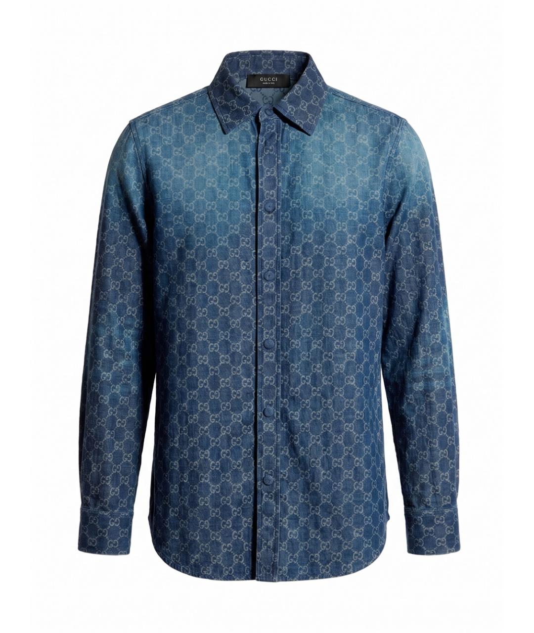 GUCCI Синяя хлопковая кэжуал рубашка, фото 1