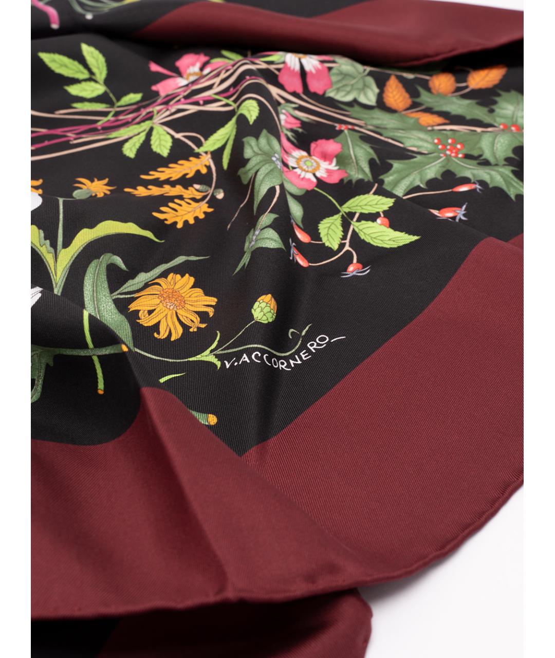 GUCCI Бордовый шелковый шарф, фото 3