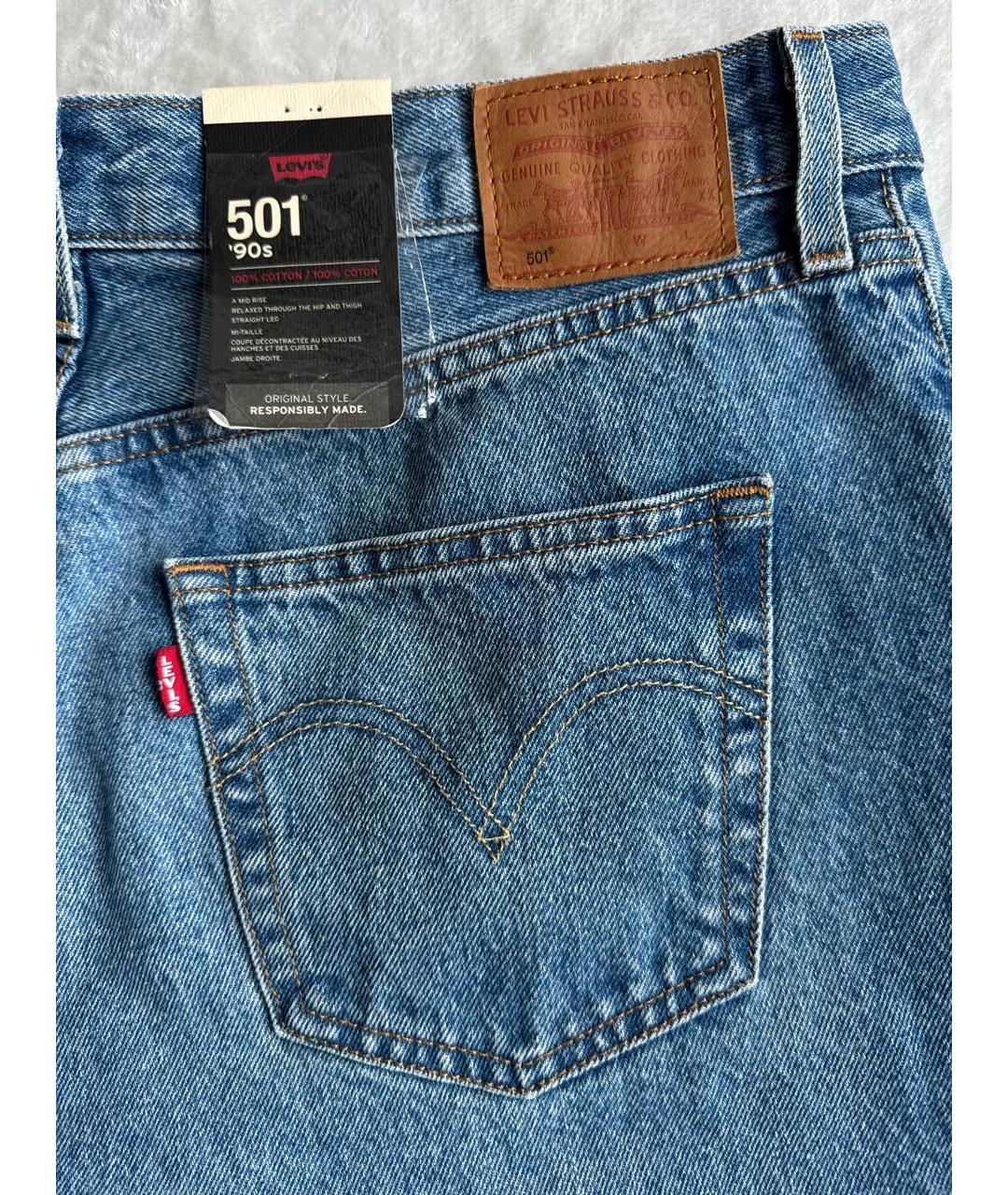 LEVI'S Синие хлопковые прямые джинсы, фото 2