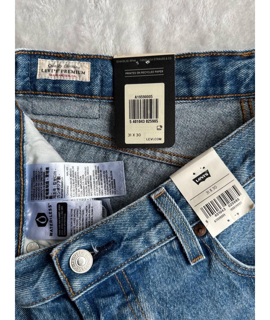 LEVI'S Синие хлопковые прямые джинсы, фото 6
