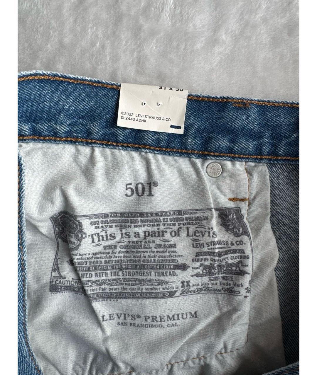 LEVI'S Синие хлопковые прямые джинсы, фото 4