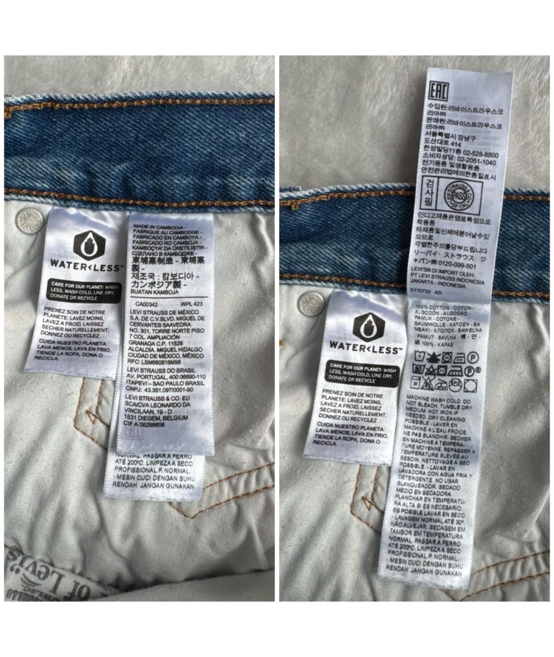LEVI'S Синие хлопковые прямые джинсы, фото 7