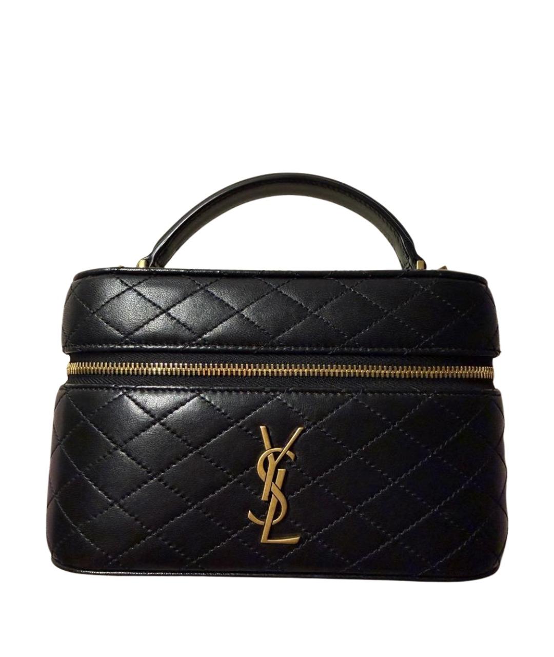 SAINT LAURENT Черная кожаная сумка с короткими ручками, фото 1