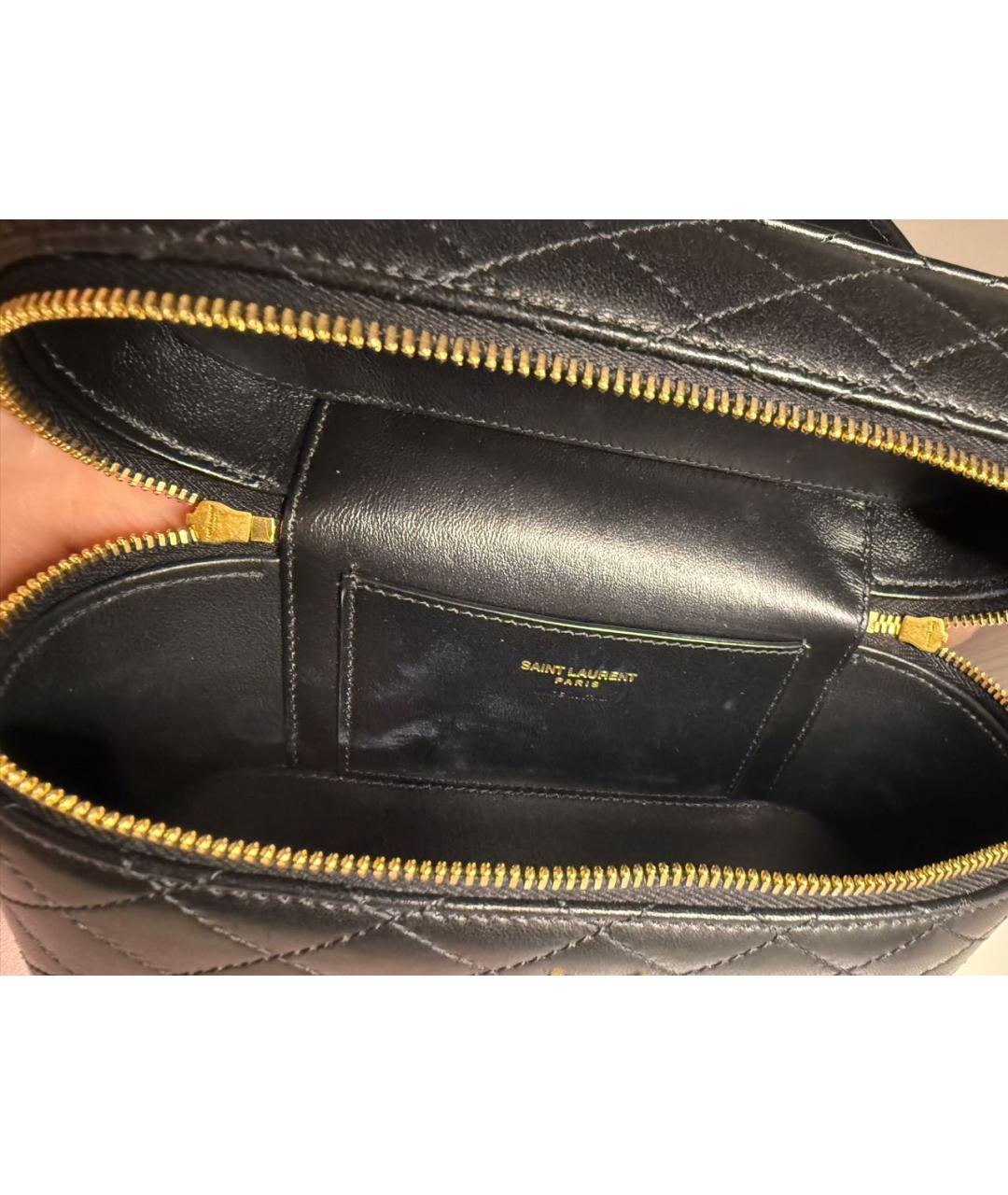 SAINT LAURENT Черная кожаная сумка с короткими ручками, фото 4