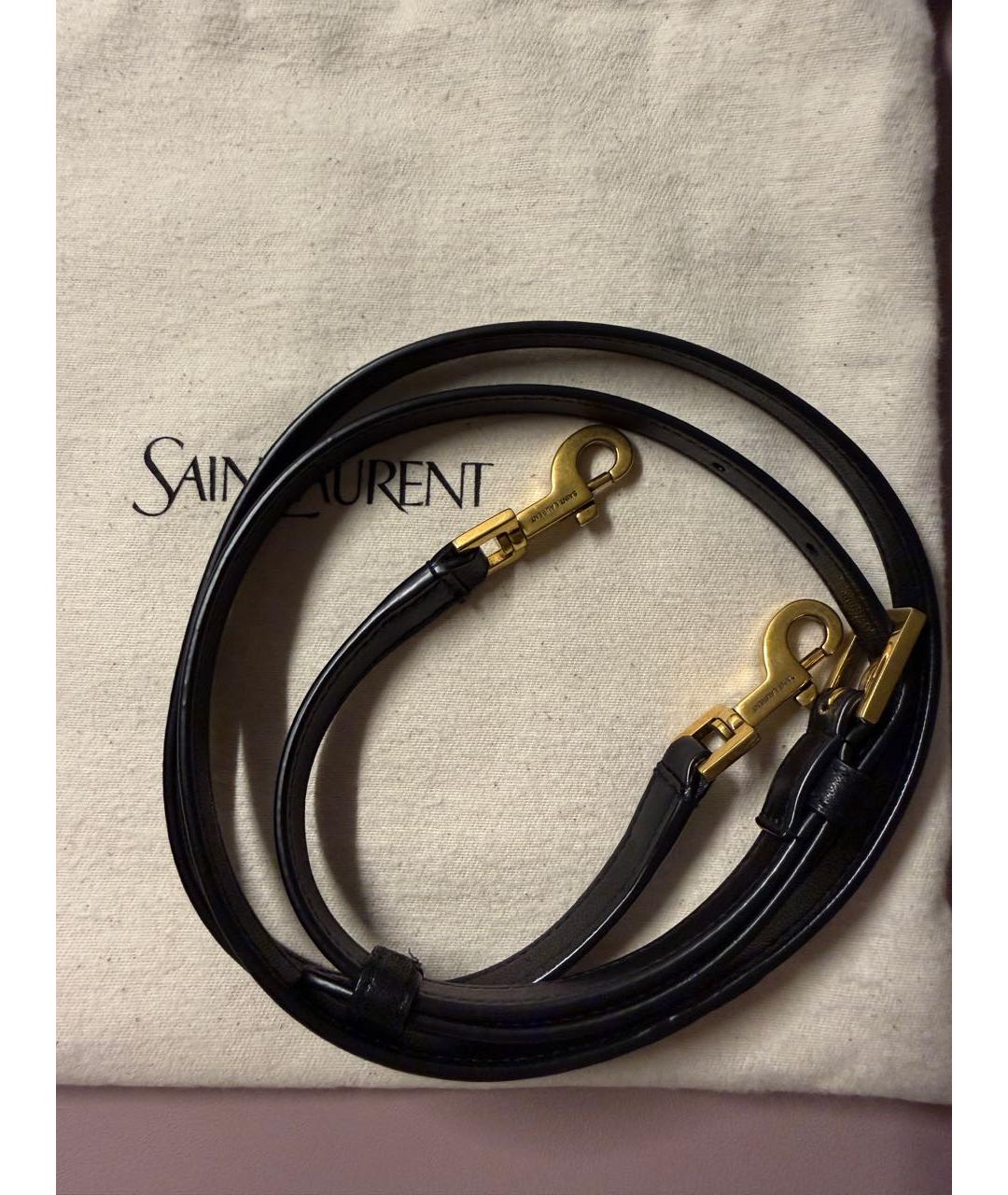 SAINT LAURENT Черная кожаная сумка с короткими ручками, фото 3