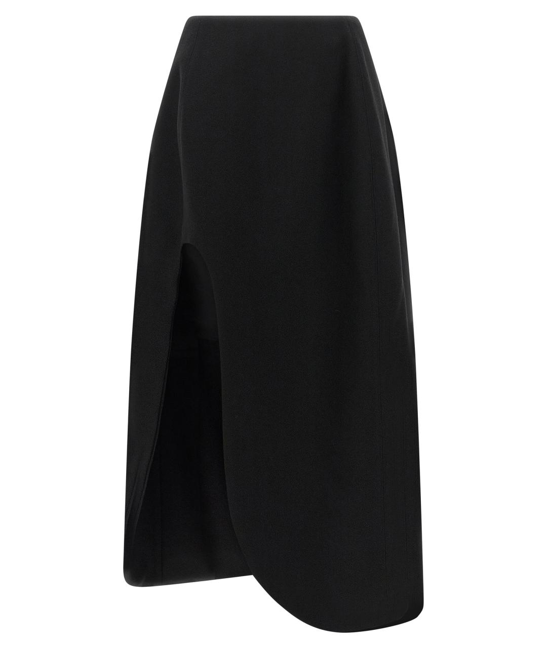 JIL SANDER Черная шерстяная юбка миди, фото 1