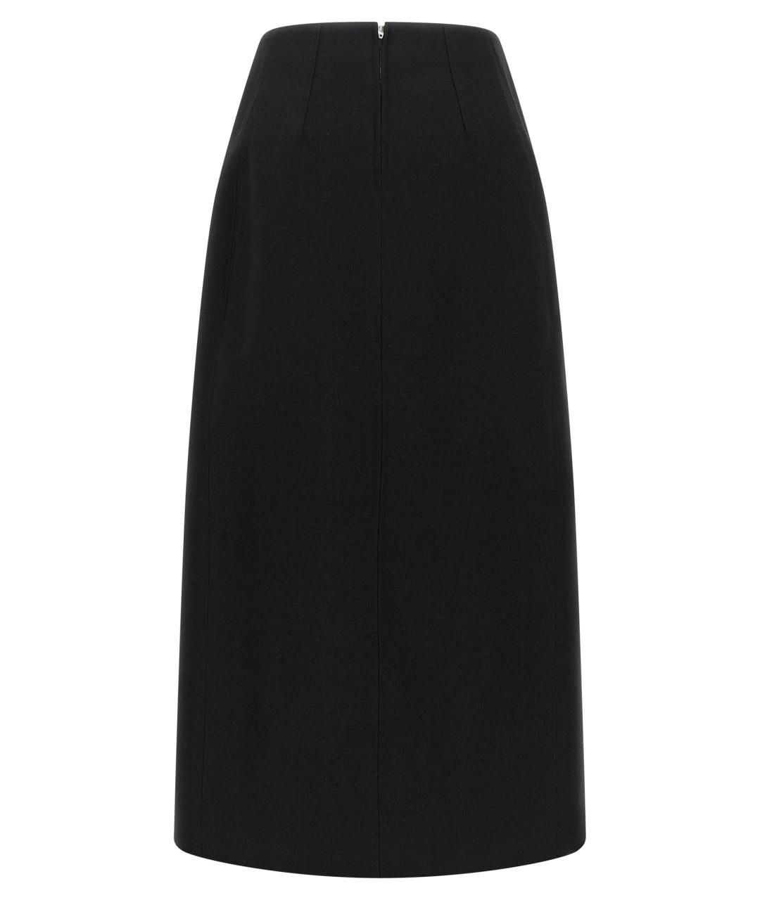 JIL SANDER Черная шерстяная юбка миди, фото 2