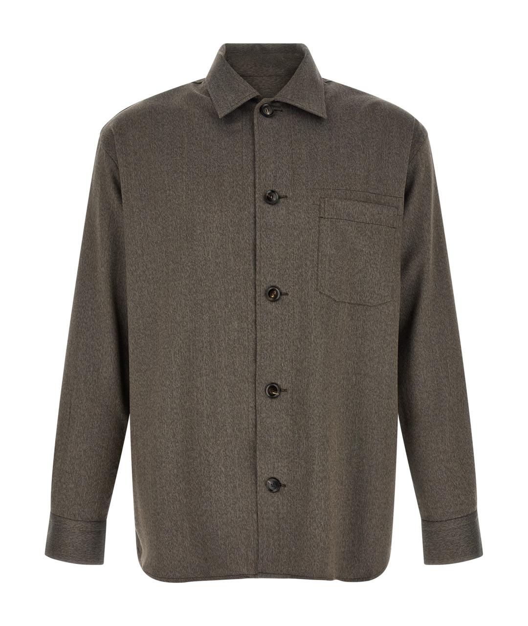 BRIONI Коричневая шерстяная кэжуал рубашка, фото 1
