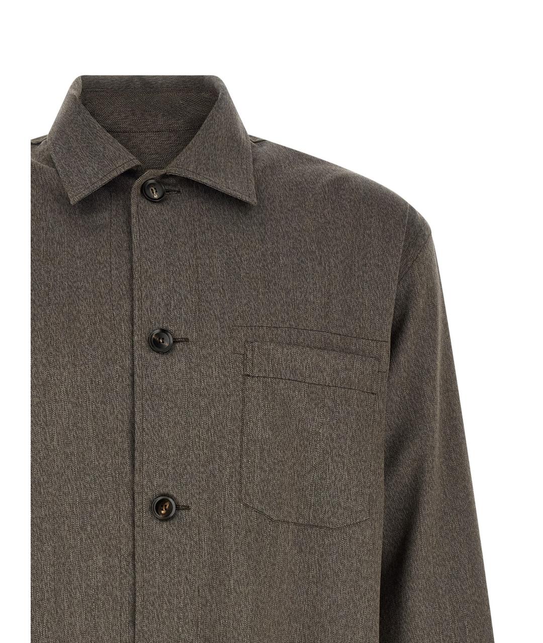 BRIONI Коричневая шерстяная кэжуал рубашка, фото 3