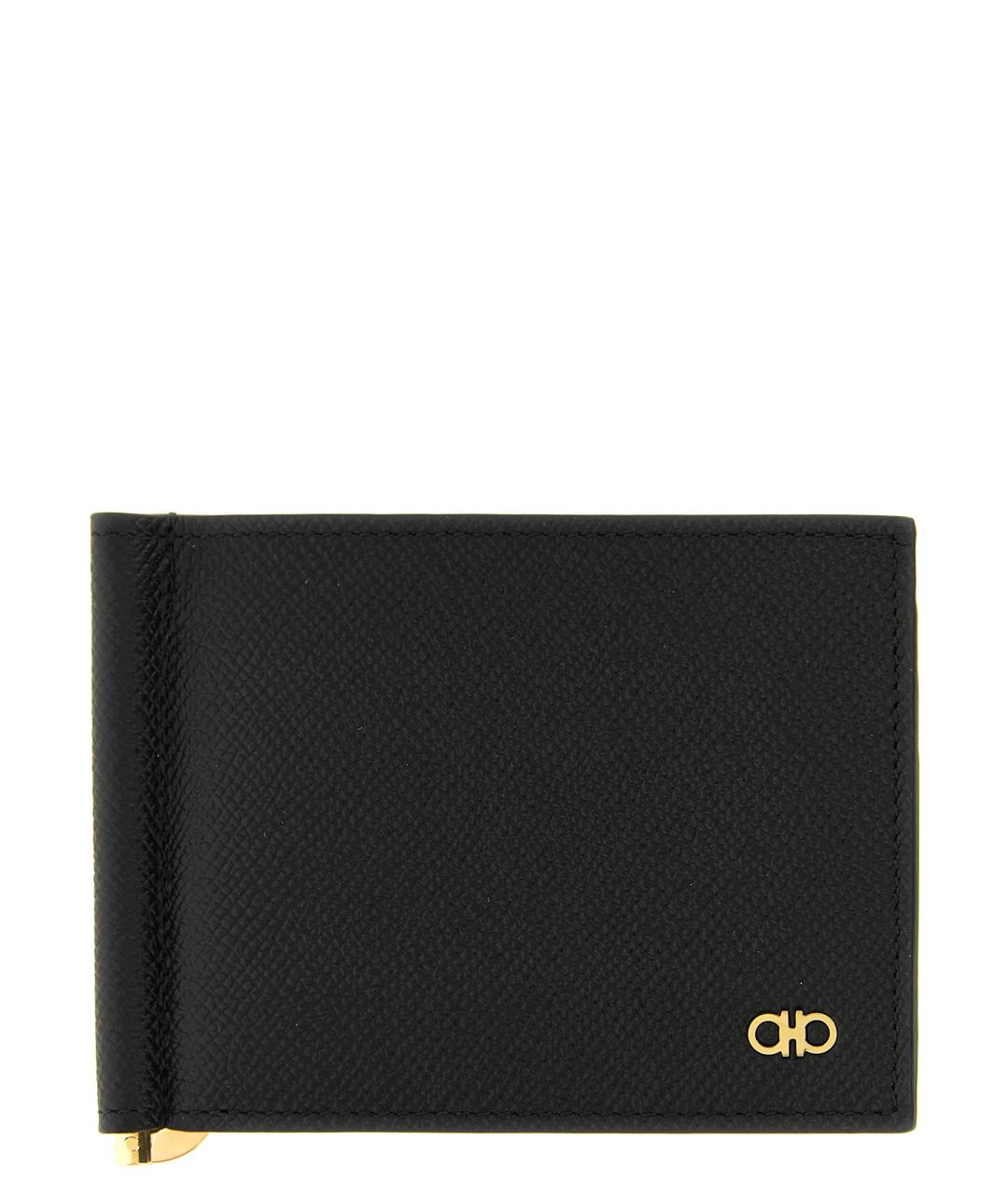 FERRAGAMO Черный кожаный кошелек, фото 1