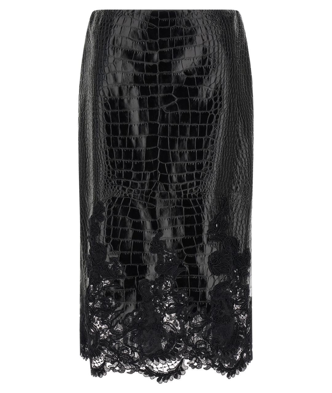 ERMANNO SCERVINO Черная кожаная юбка миди, фото 1
