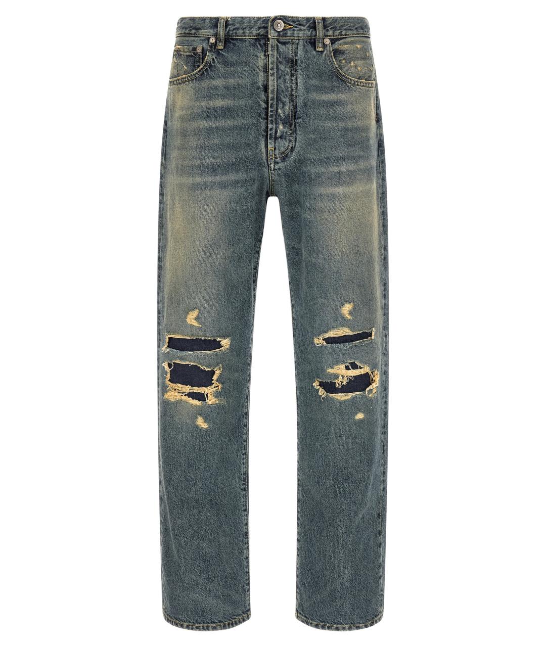 MAISON MARGIELA Голубые хлопковые прямые джинсы, фото 1