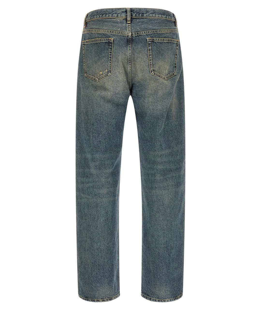 MAISON MARGIELA Голубые хлопковые прямые джинсы, фото 2