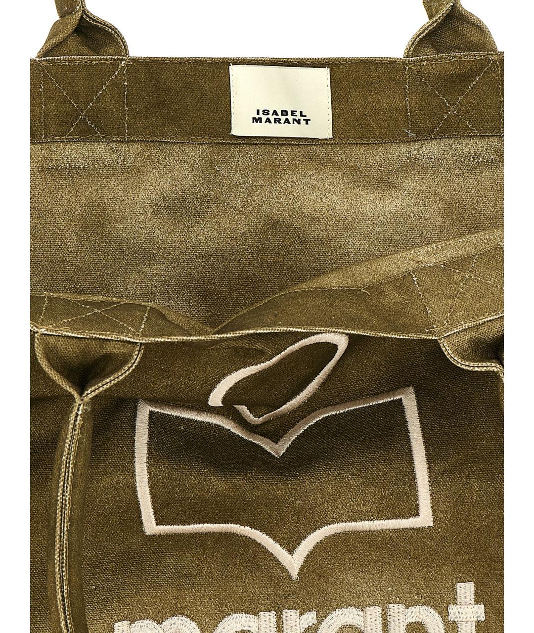 ISABEL MARANT Хаки тканевая сумка тоут, фото 4