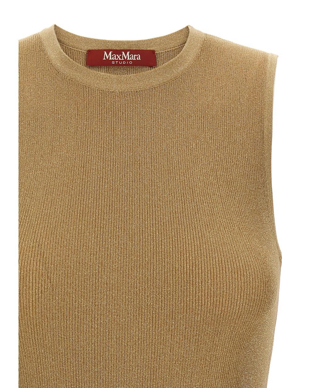 MAX MARA STUDIO Золотая полиамидовая майка, фото 3