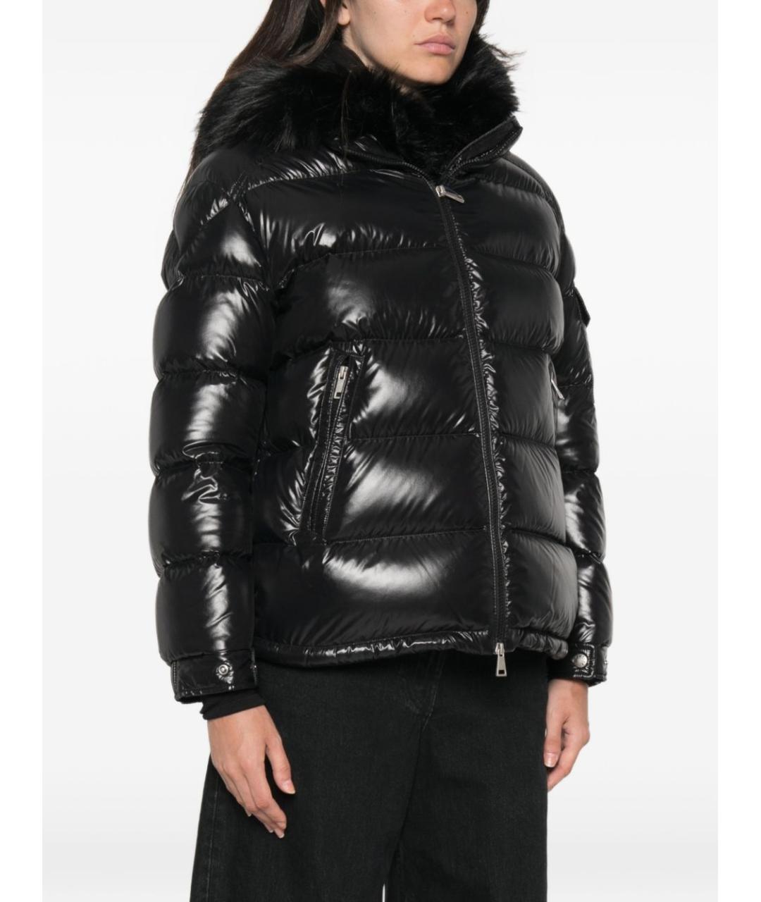 MONCLER Черный полиэстеровый пуховик, фото 3