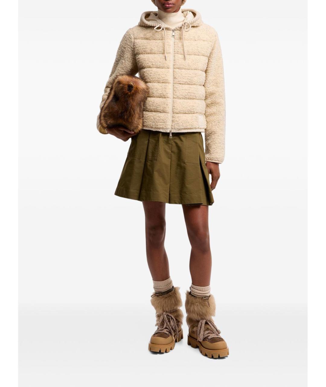MONCLER Бежевая полиэстеровая куртка, фото 3