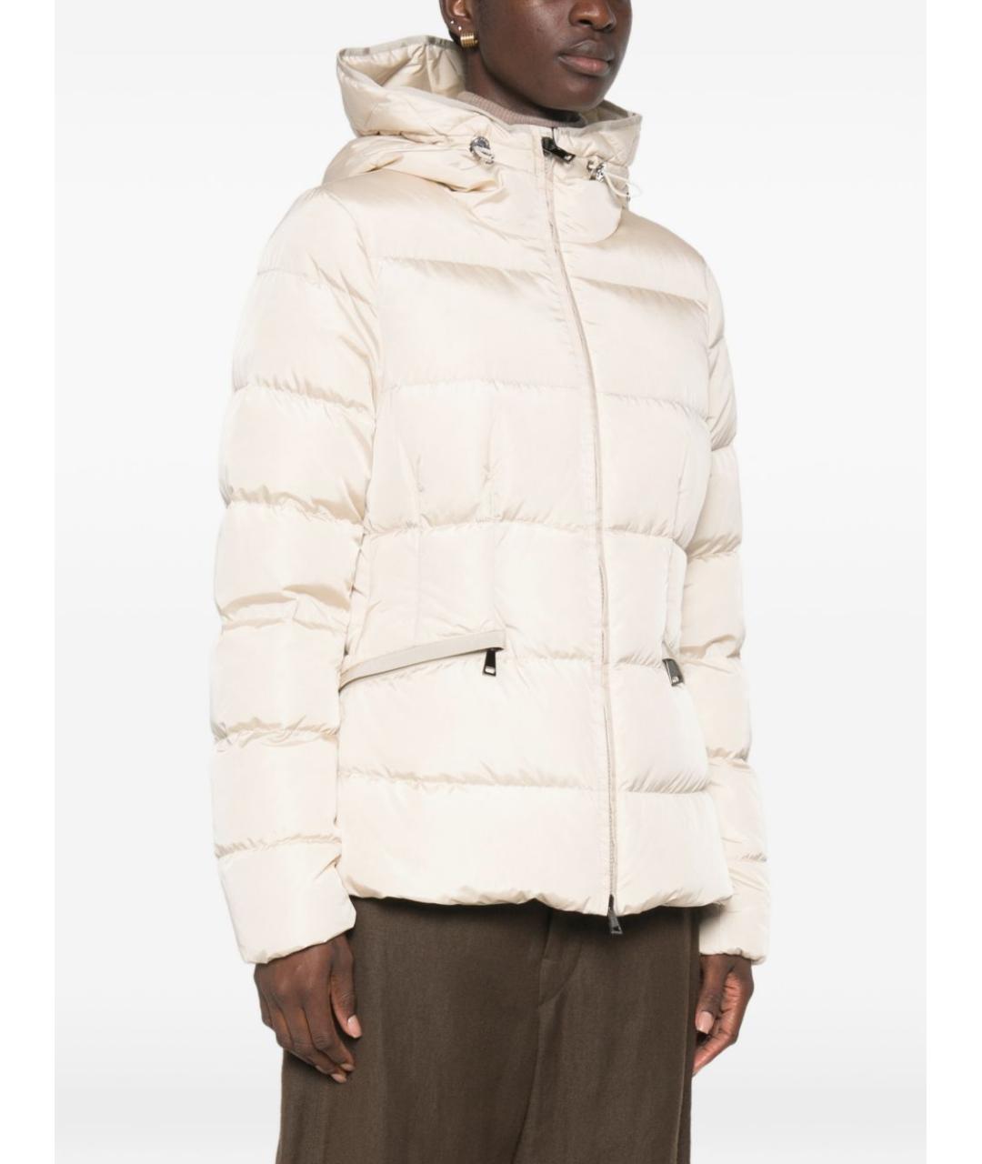 MONCLER Бежевый полиамидовый пуховик, фото 3