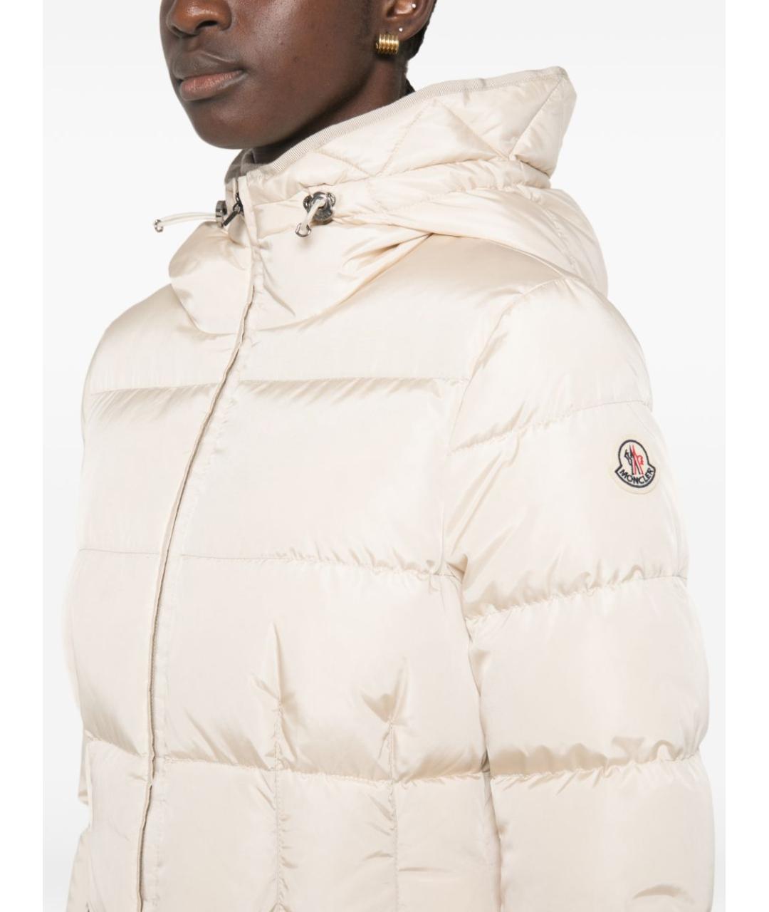 MONCLER Бежевый полиамидовый пуховик, фото 5