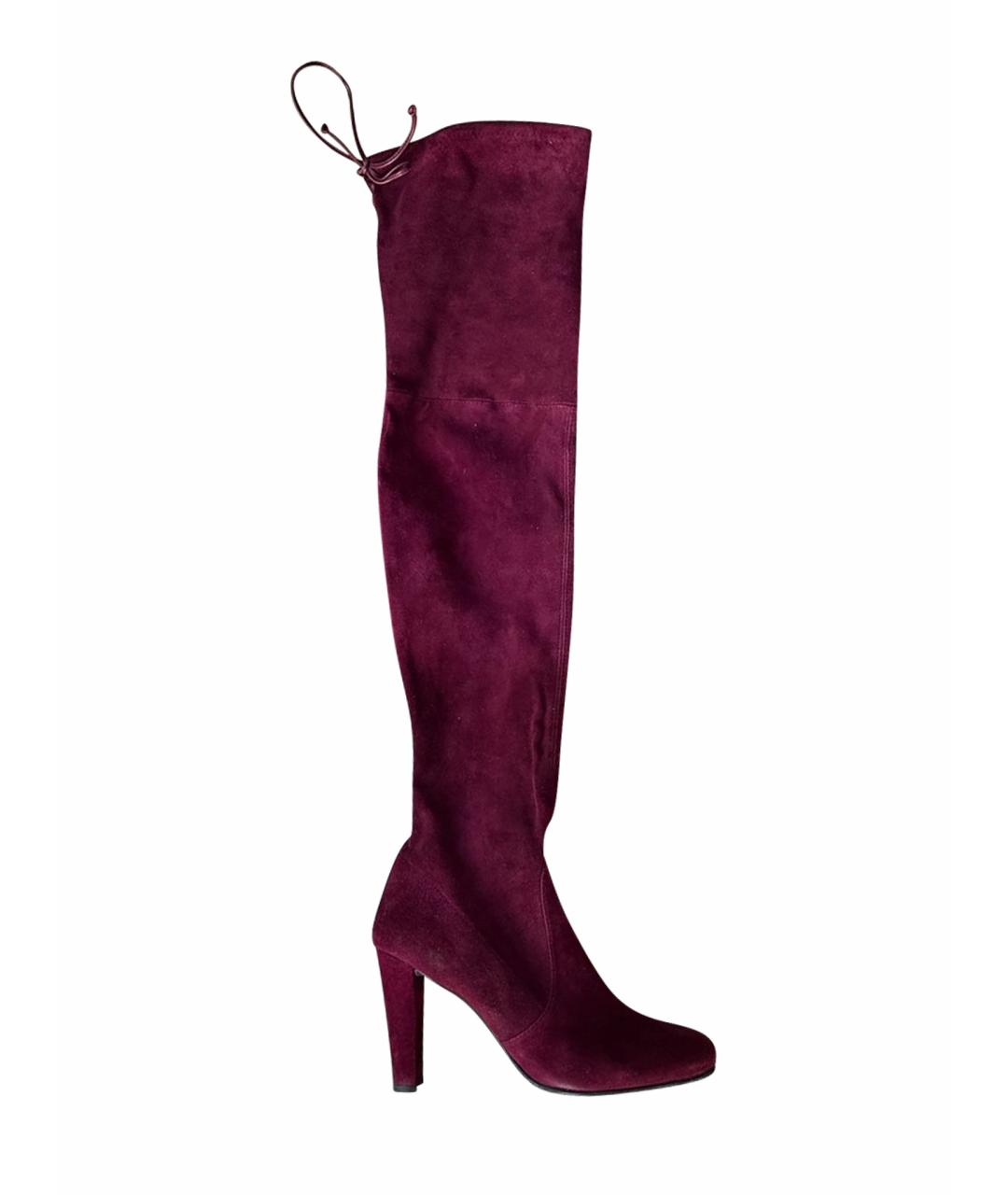 STUART WEITZMAN Бордовые замшевые ботфорты, фото 1