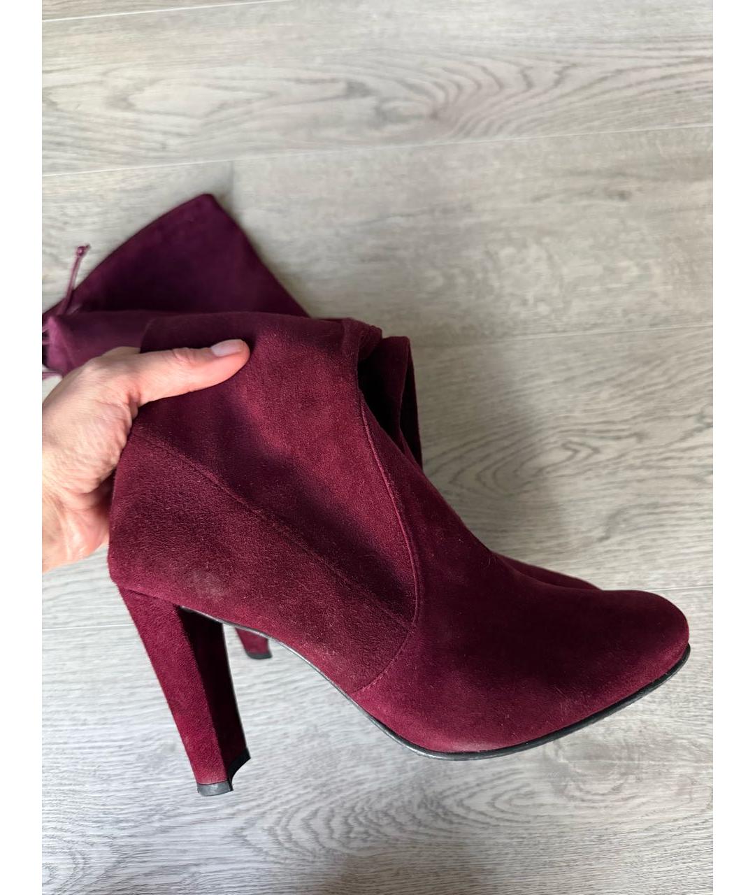 STUART WEITZMAN Бордовые замшевые ботфорты, фото 3