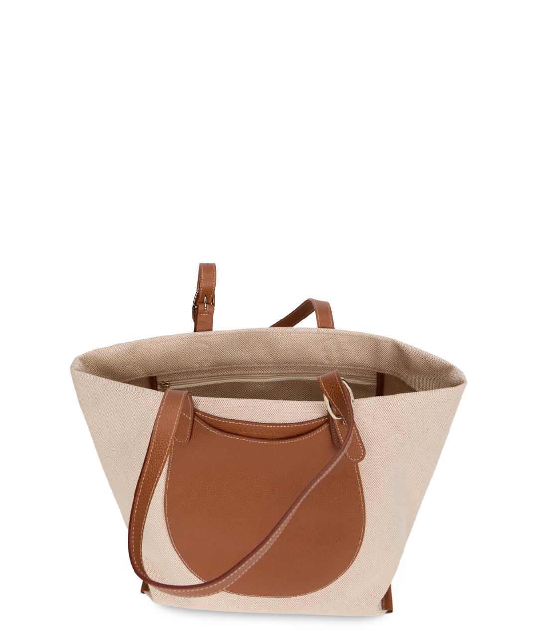 LONGCHAMP Бежевая хлопковая сумка тоут, фото 4