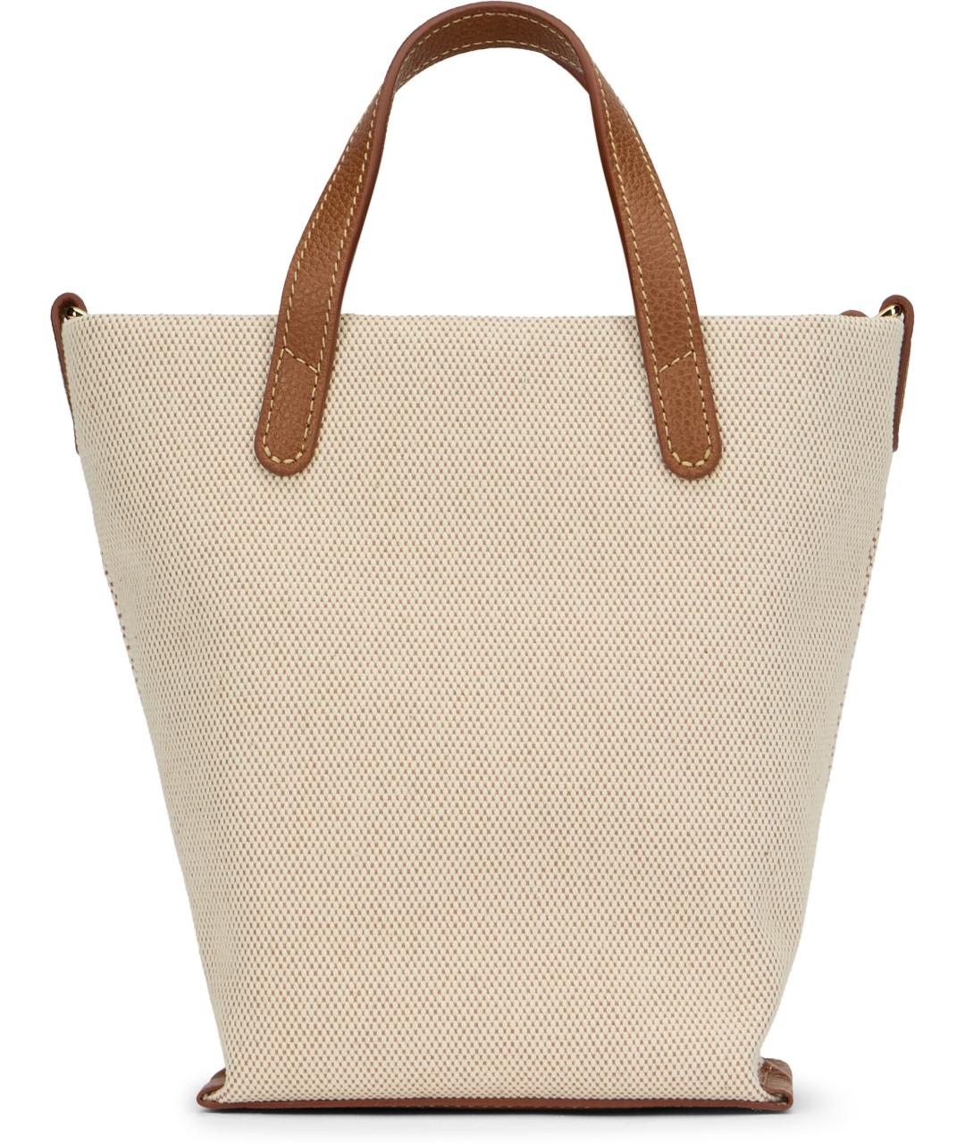 LONGCHAMP Бежевая хлопковая сумка тоут, фото 3