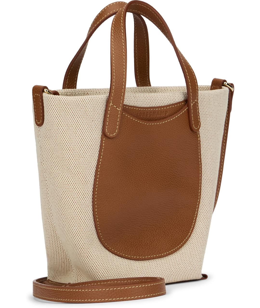 LONGCHAMP Бежевая хлопковая сумка тоут, фото 2