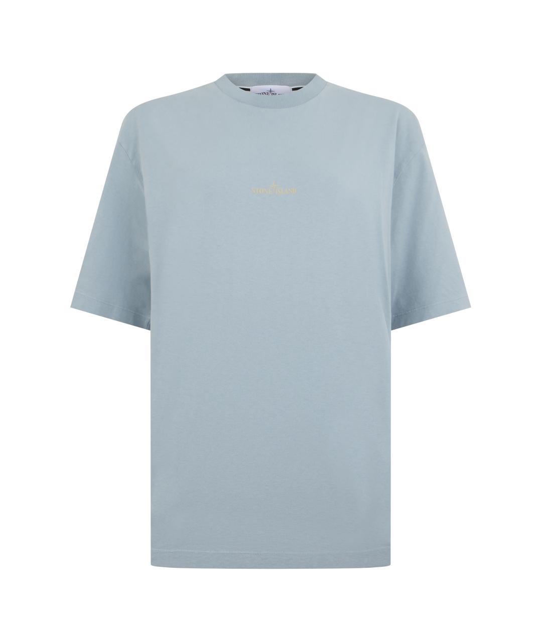 STONE ISLAND Бирюзовая хлопковая футболка, фото 1