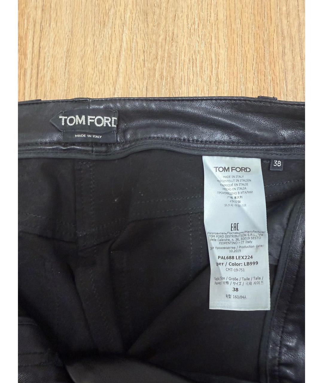 TOM FORD Черные кожаные брюки узкие, фото 4