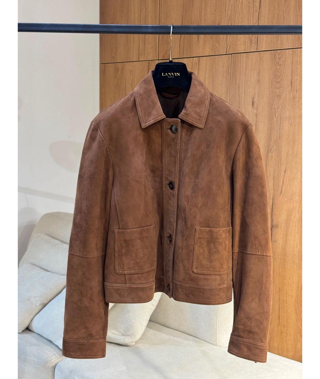 MAX MARA Коричневая замшевая куртка, фото 2