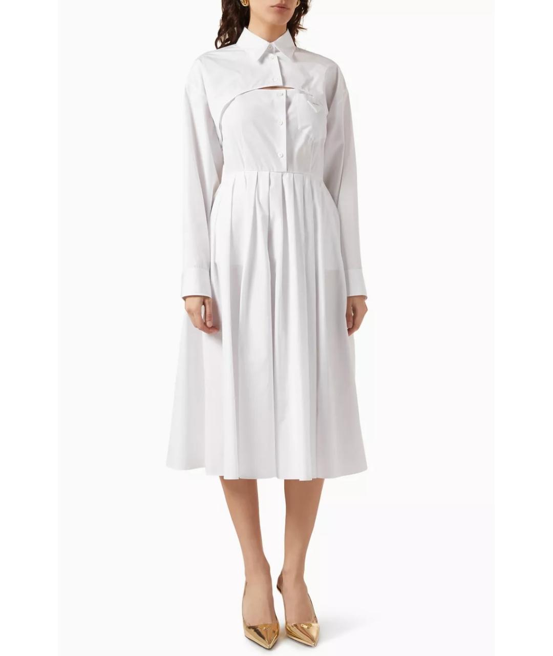 PRADA Белое хлопковое коктейльное платье, фото 4