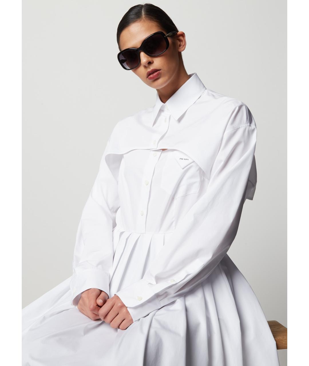PRADA Белое хлопковое коктейльное платье, фото 6