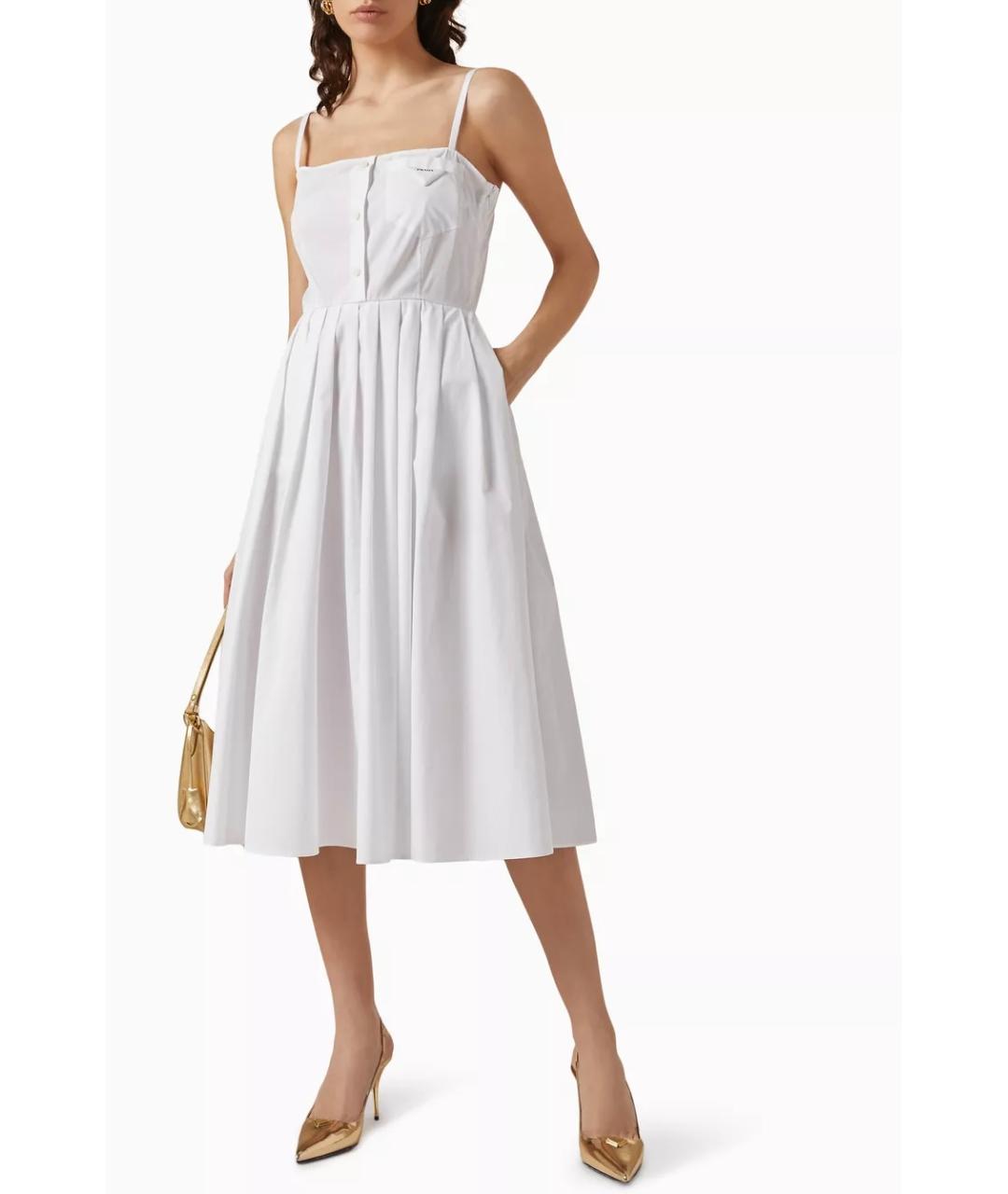 PRADA Белое хлопковое коктейльное платье, фото 3