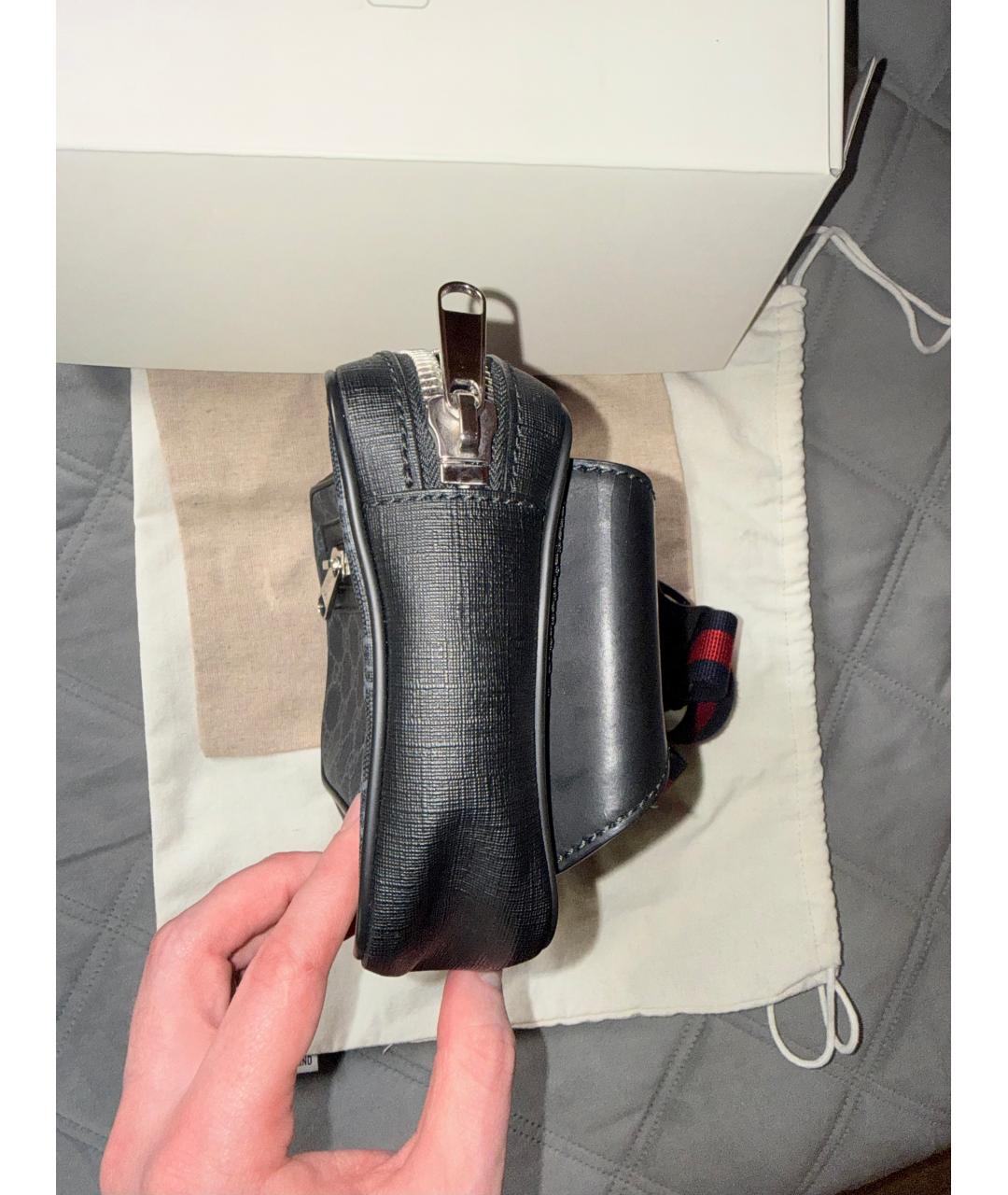 GUCCI Черная кожаная поясная сумка, фото 2
