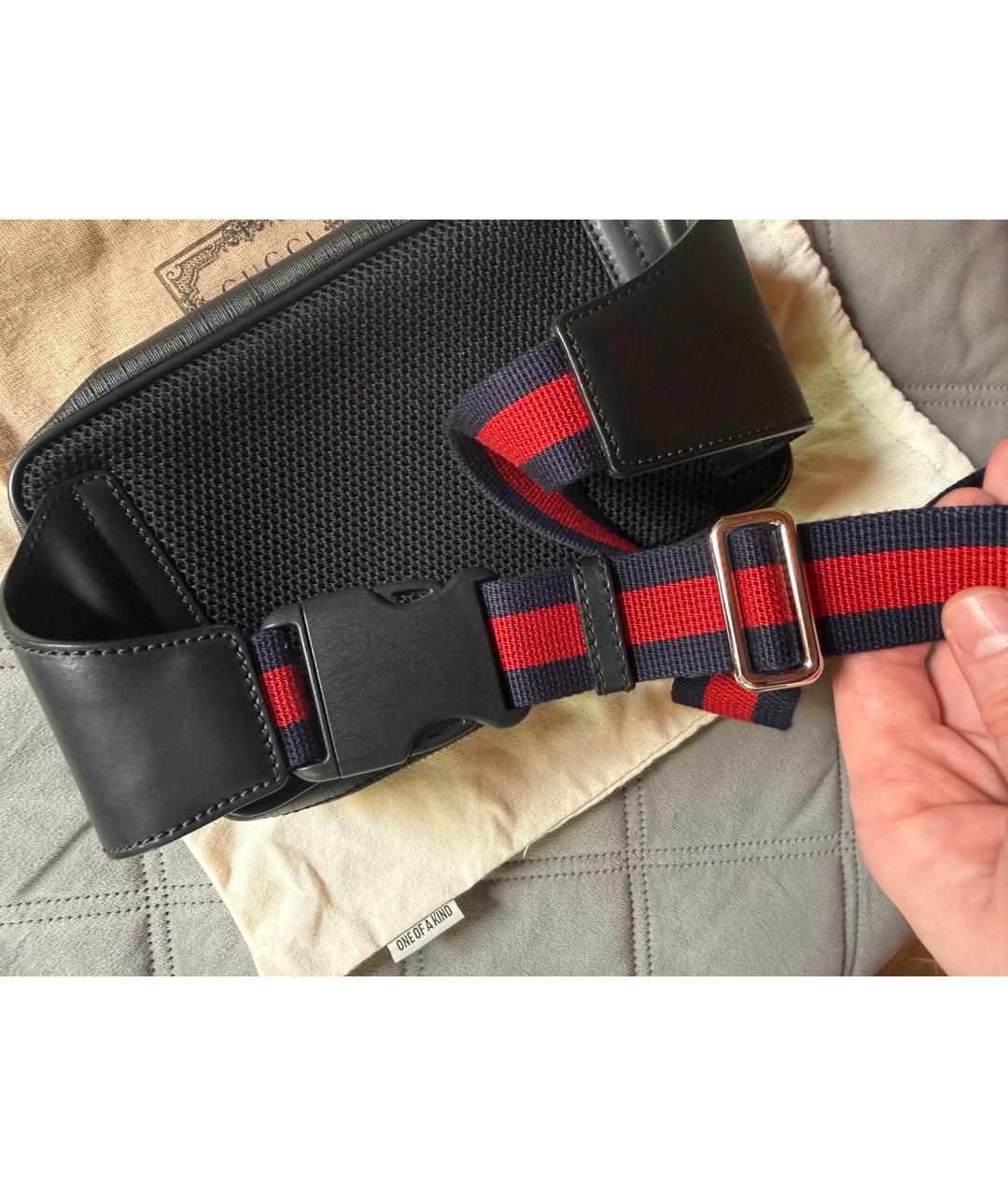 GUCCI Черная кожаная поясная сумка, фото 5