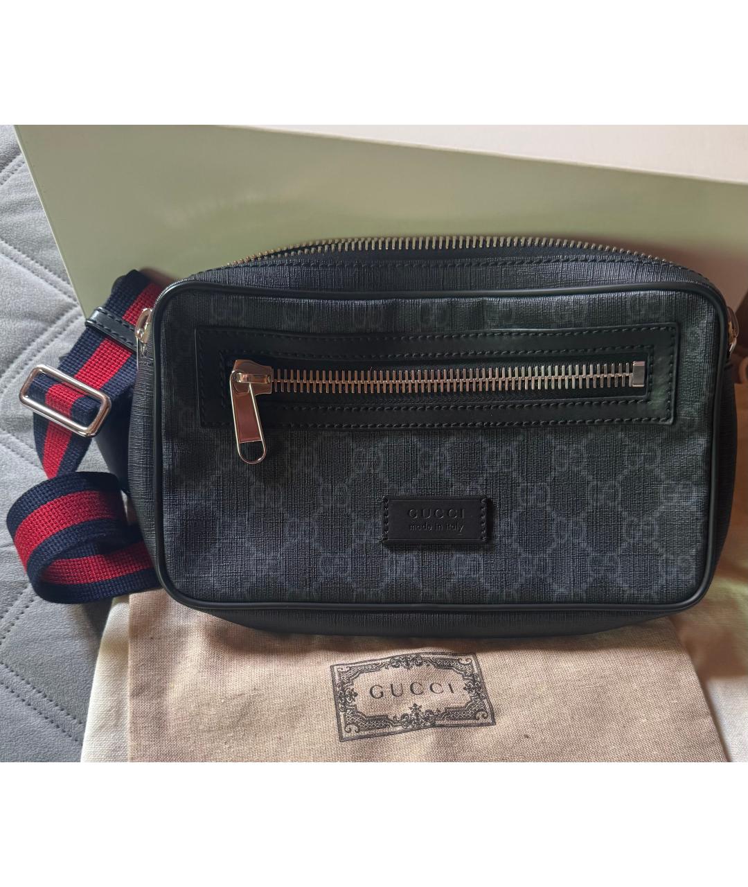 GUCCI Черная кожаная поясная сумка, фото 6