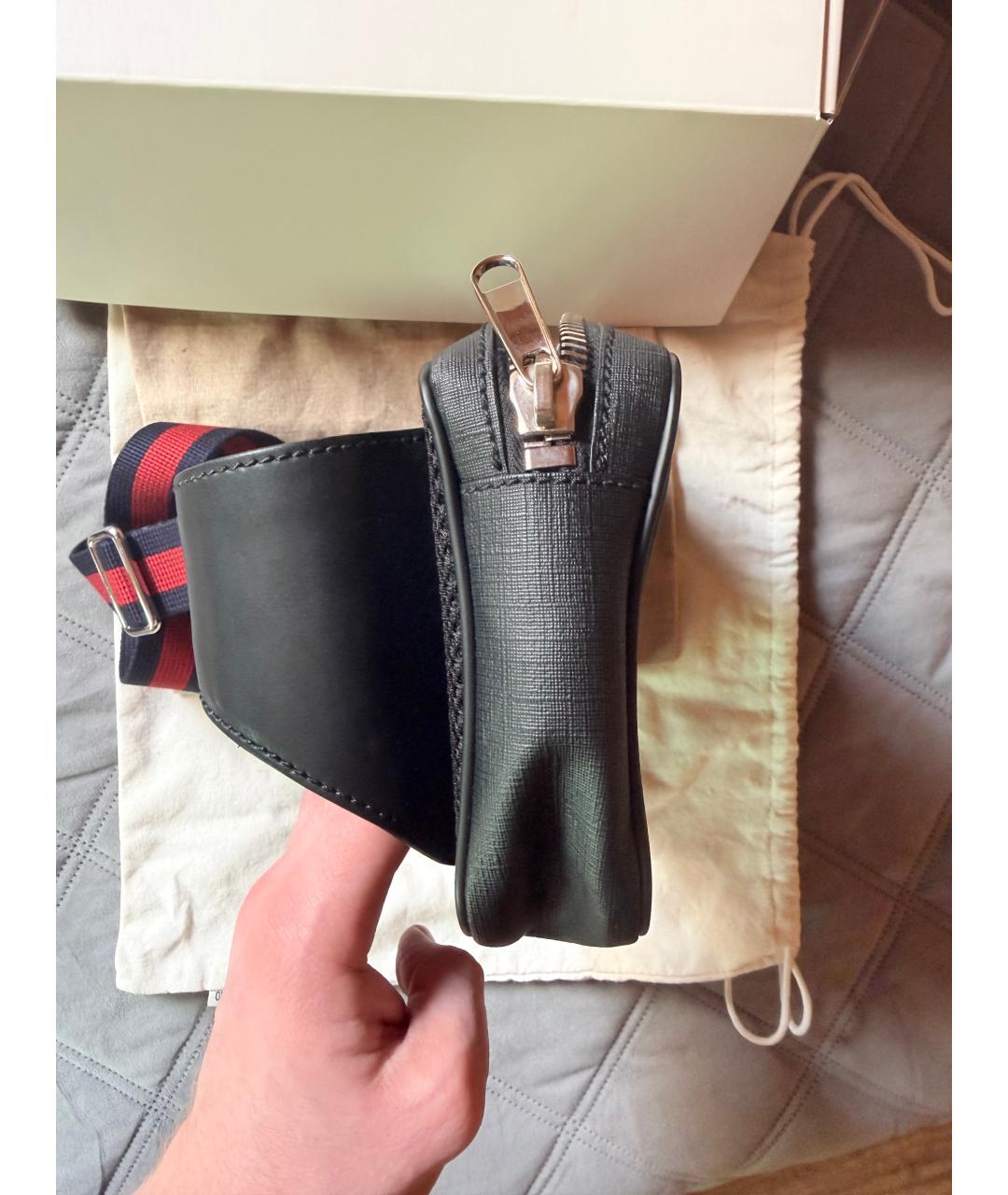 GUCCI Черная кожаная поясная сумка, фото 3