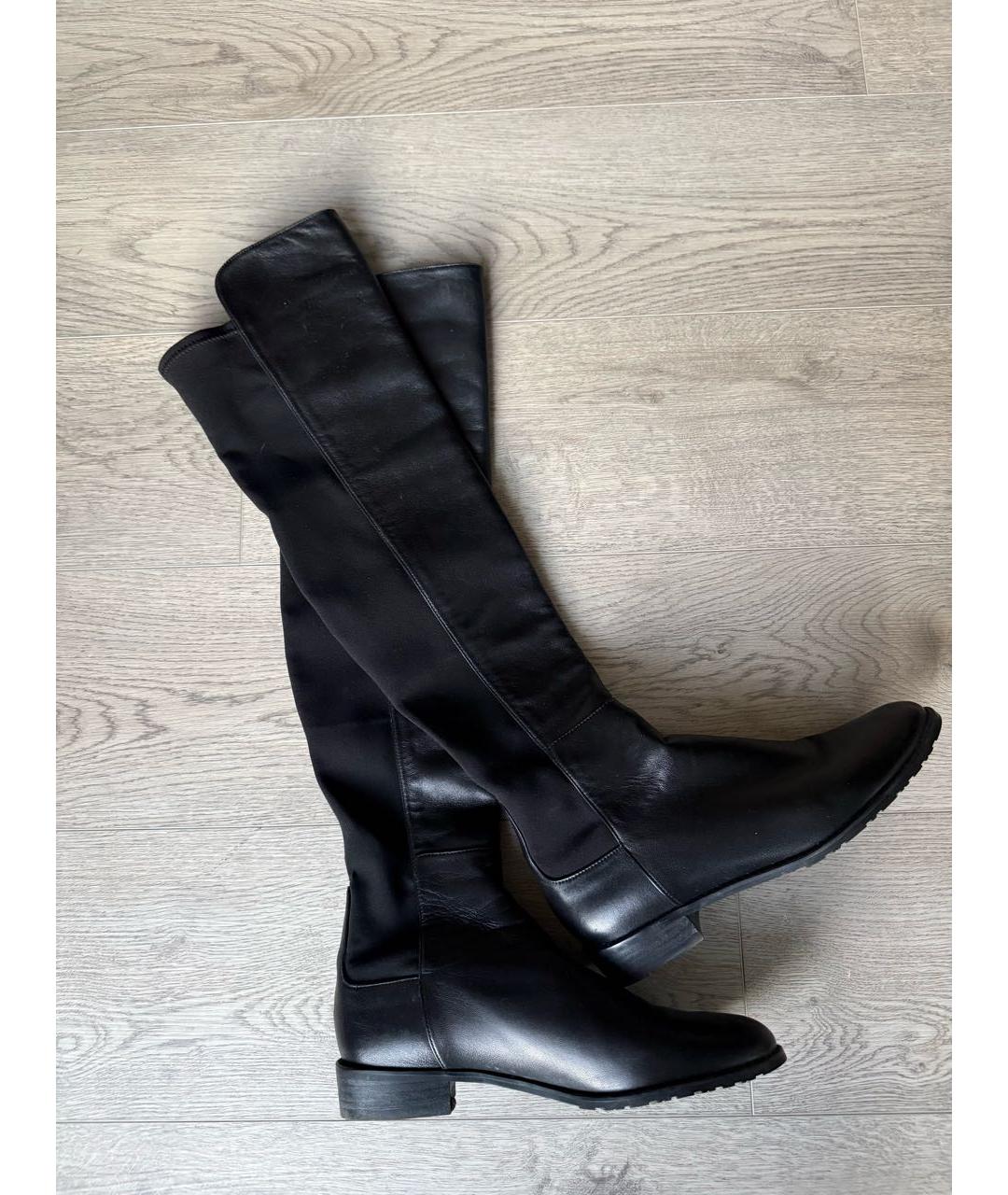 STUART WEITZMAN Черные кожаные ботфорты, фото 3