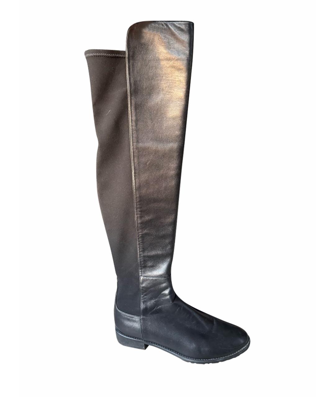STUART WEITZMAN Черные кожаные ботфорты, фото 1