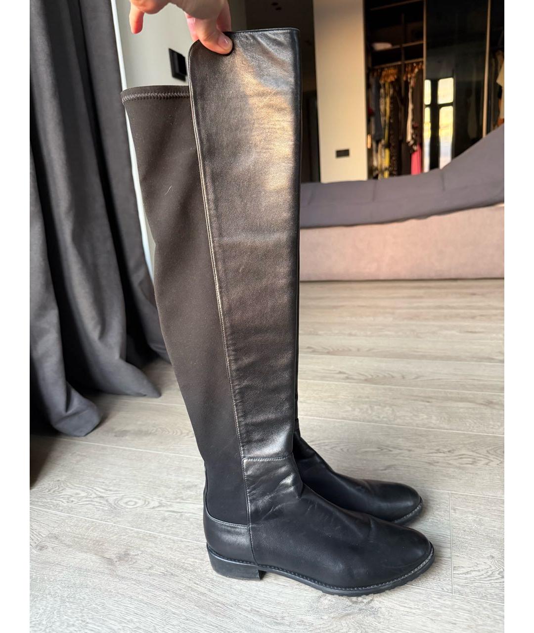 STUART WEITZMAN Черные кожаные ботфорты, фото 5