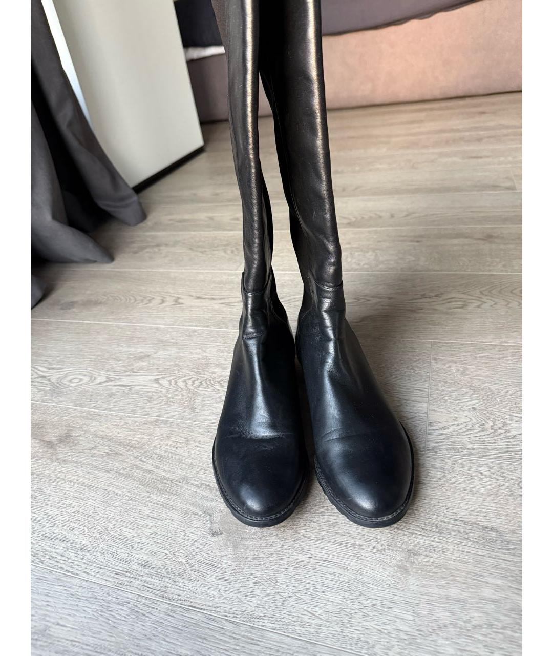 STUART WEITZMAN Черные кожаные ботфорты, фото 2